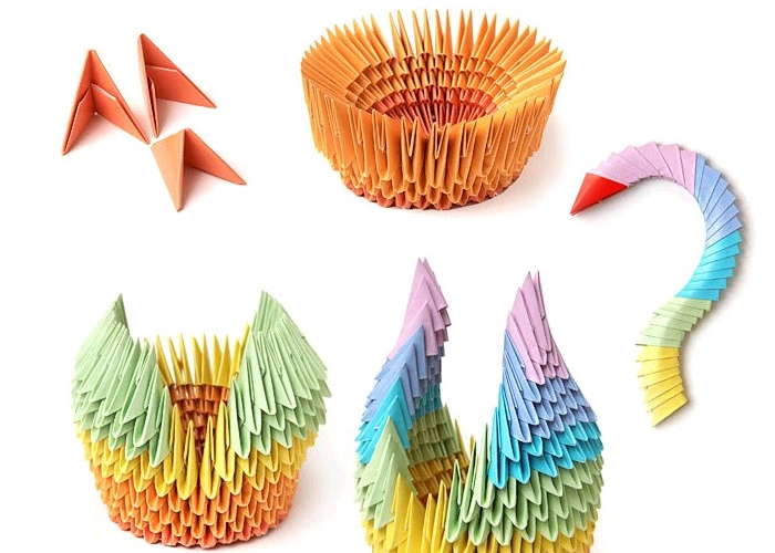 Angsa cantik dalam teknik origami
